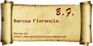 Barcsa Florencia névjegykártya
